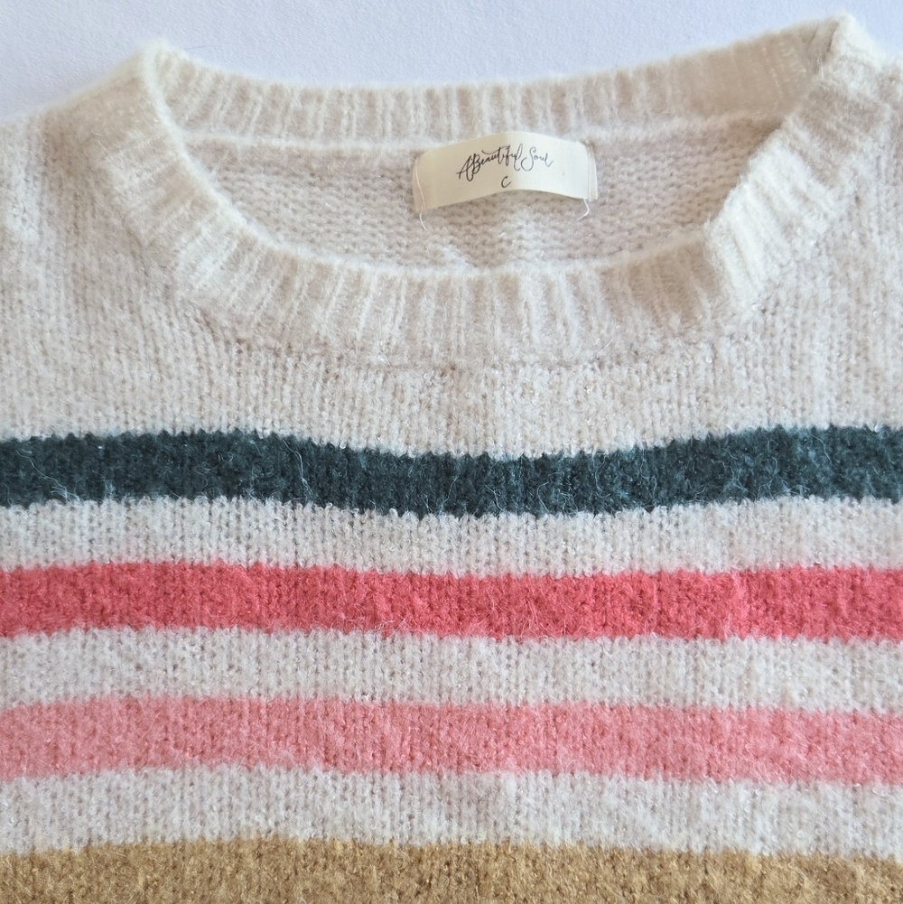 A Beautiful Soul Striped Sweater Balloon Sleeve Size 3X 22/24 - Picture 4 of 8